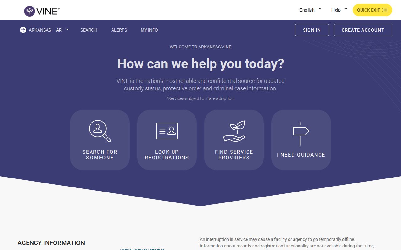 Madison County VINELink inmate custody check interface
