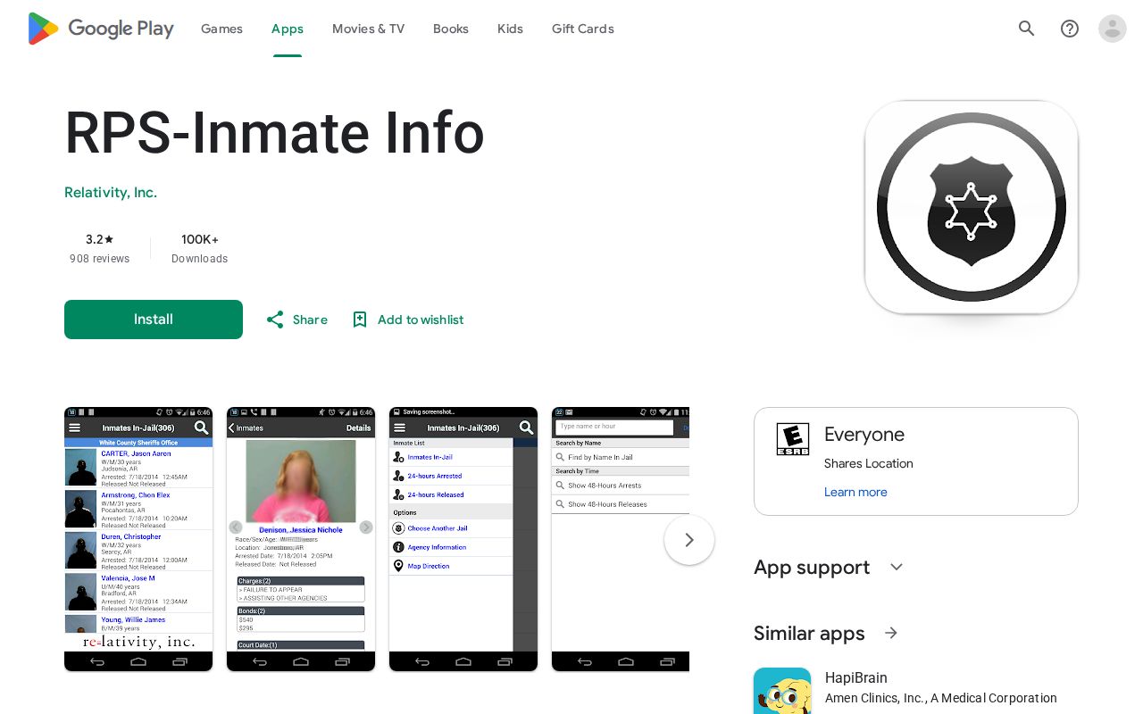 RPS-Inmate Info vendor app listing