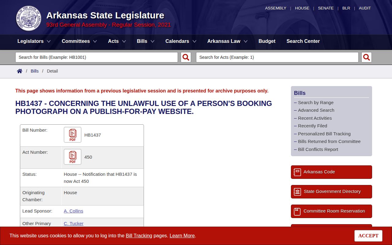 Arkansas Act 450 legislative record