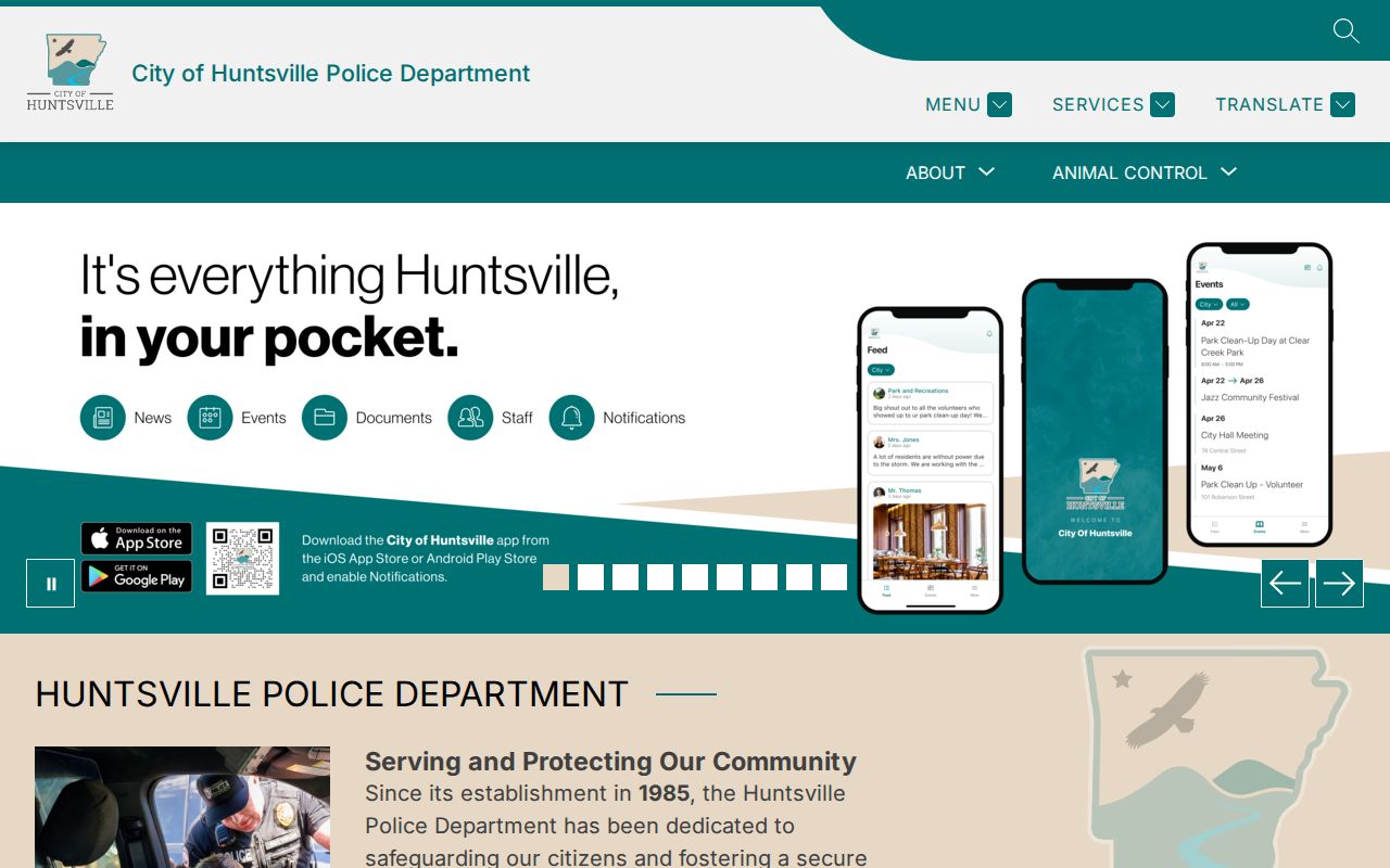 Huntsville Police Department official records and contact page